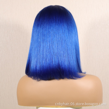 Brazilian Human Hair 13x4 Lace Front Ombre colored bob Wig,Pre Pluck colorful Red Virgin Hair Lace BOB Wig For Black Women